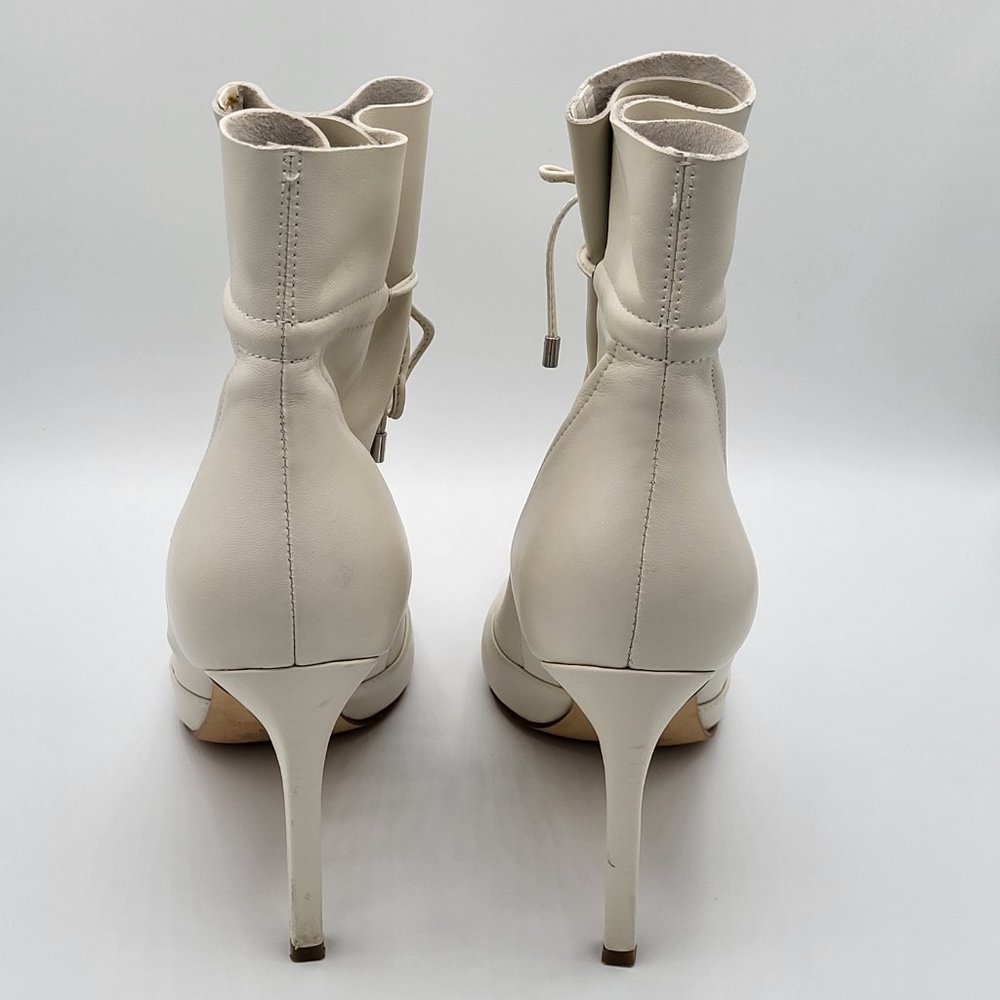 Nine West TIRZAH White Leather Pointed Toe Dress Boots SZ 8.5 - Picture 2 of 13